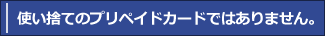使い捨てのプリペイドカードではありません。