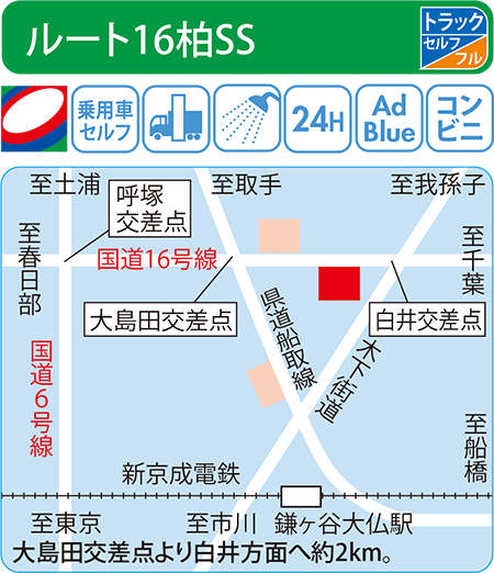 ルート16柏SS（吉田石油店）